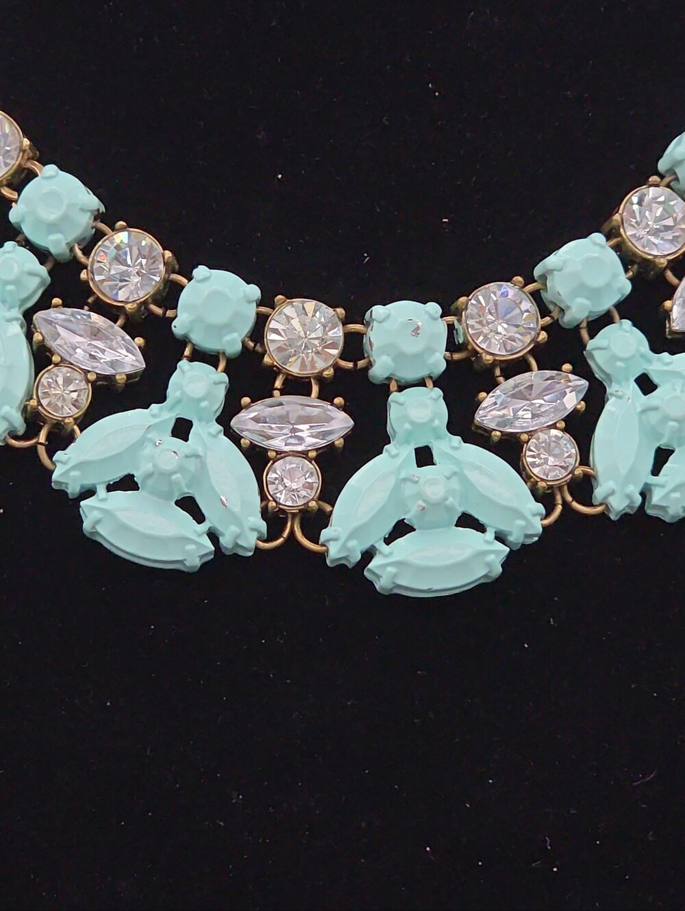 Sarah Templeman Camille Rhinestone Turquoise Enamel Bumblebee Statement Necklace - Picture 3 of 12
